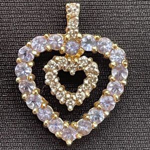 Gorgeous 14K Gold Tanzanite and Diamond Heart Pendant
